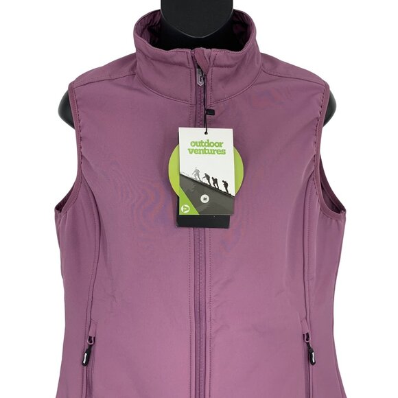 Outdoor Ventures Women Fleece-Lined Vest Medium Pocket Collar Zipper Purple New - Picture 2 of 11